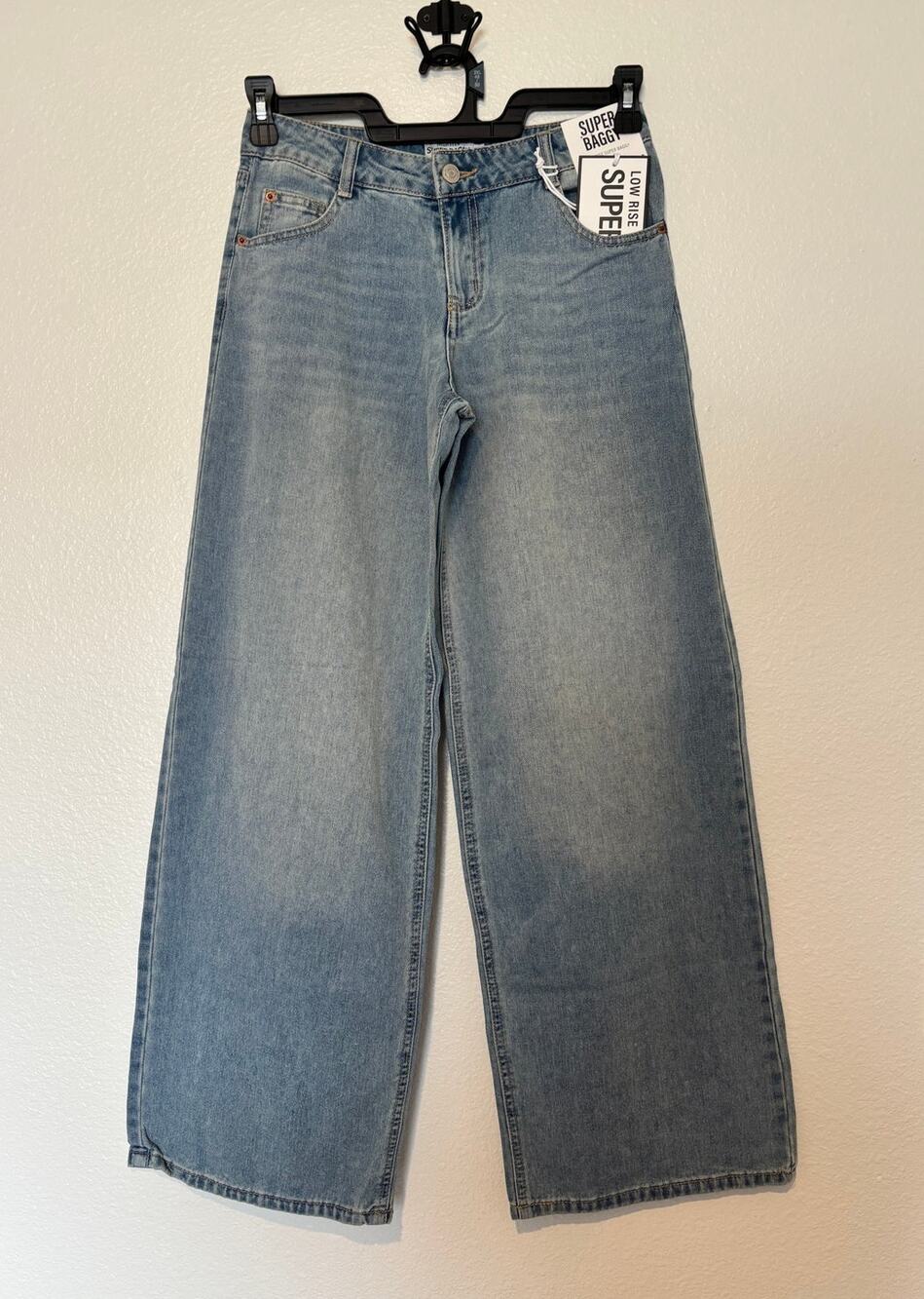Refuge Denim NWT Jr's Size 0 Super Baggy Low Rise Light Wash Wide Leg Blue Jeans